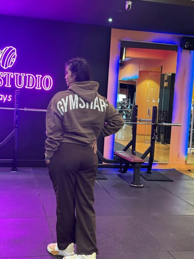 Gym*shark Unisex Brown Tan color oversized hoodie_img_3